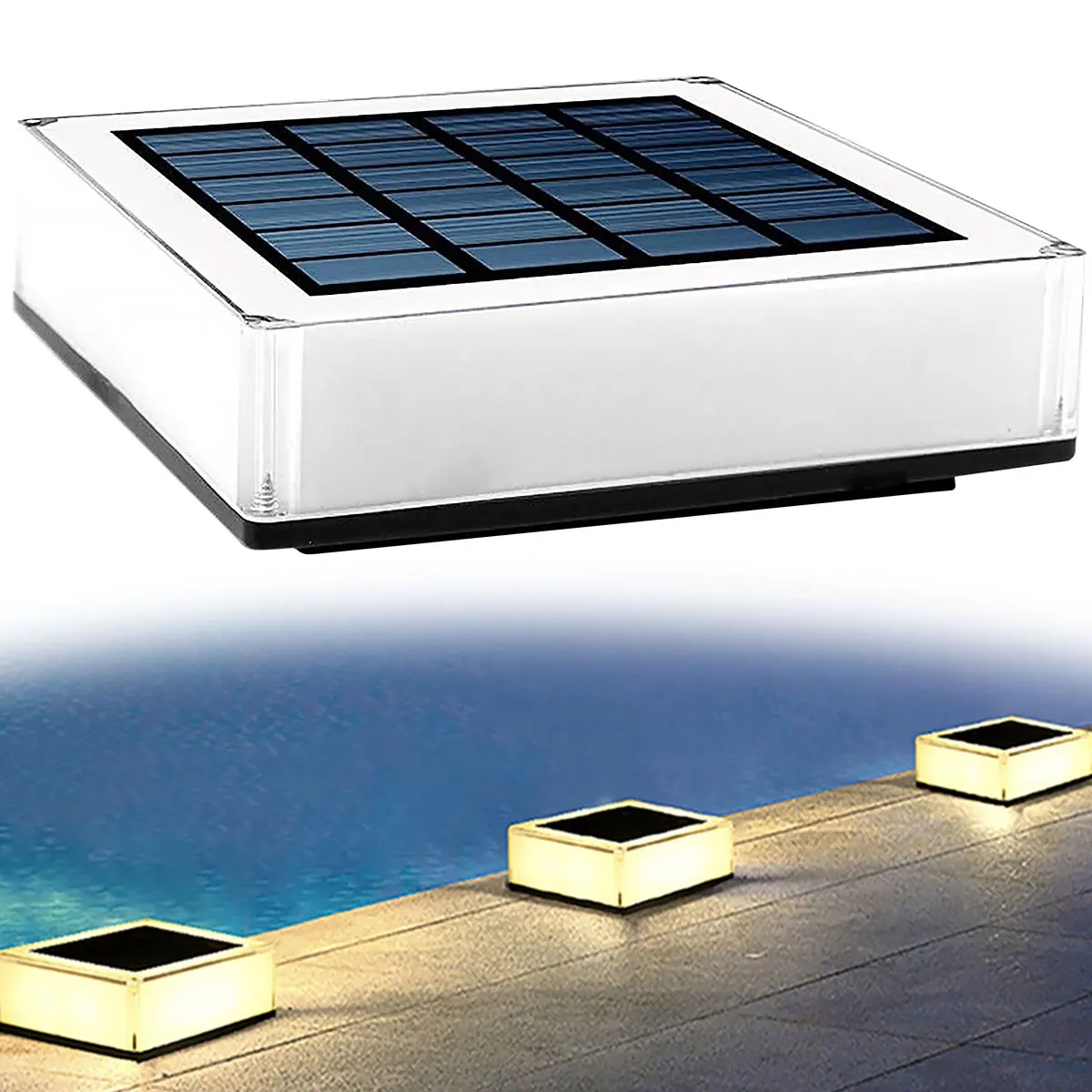 

Outdoor Modern Post Light Solar Column Lamp IP68 Waterproof Solar Post Cap Auto ON/OFF Light Solar Pillar Light For Garden Fence