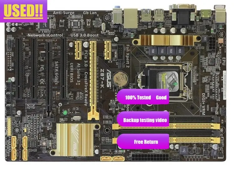 Для Asus Z87-K оригинальная настольная материнская плата Z87 Socket LGA 1150 i7 i5 i3 DDR3 32G SATA3 USB3.0 ATX