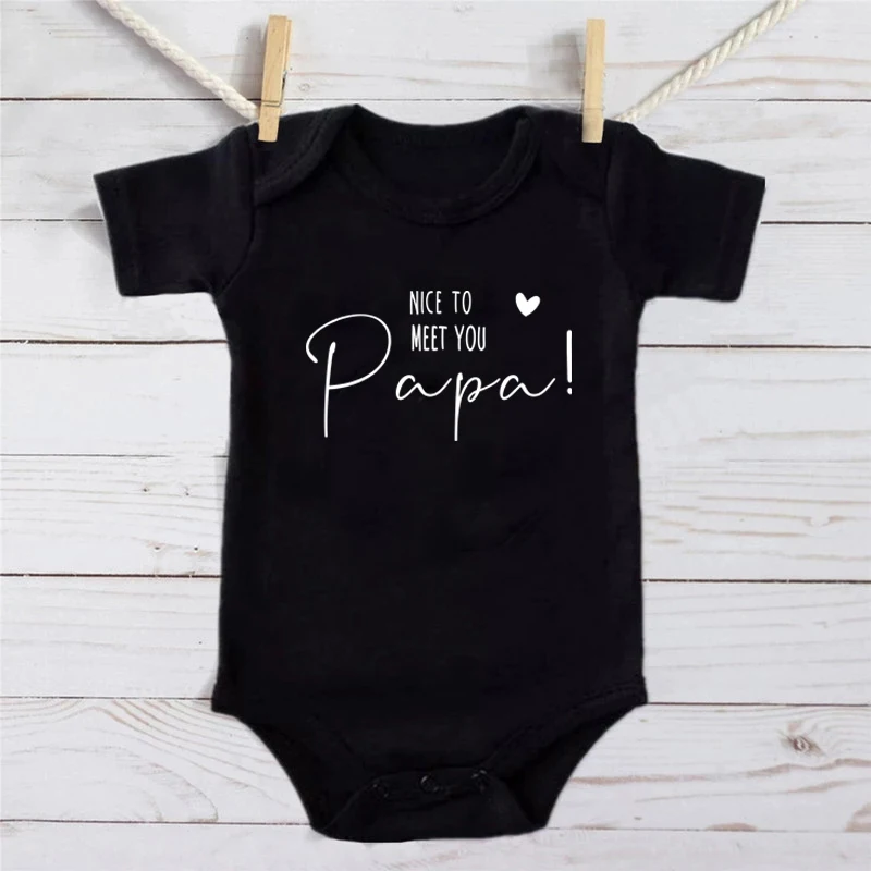 

Funny Pregnancy Announcement Nice to Meet You Papa Newborn Baby Bodysuit Cotton Baby Boys Girls Onesies Clothes Romper 0-24M