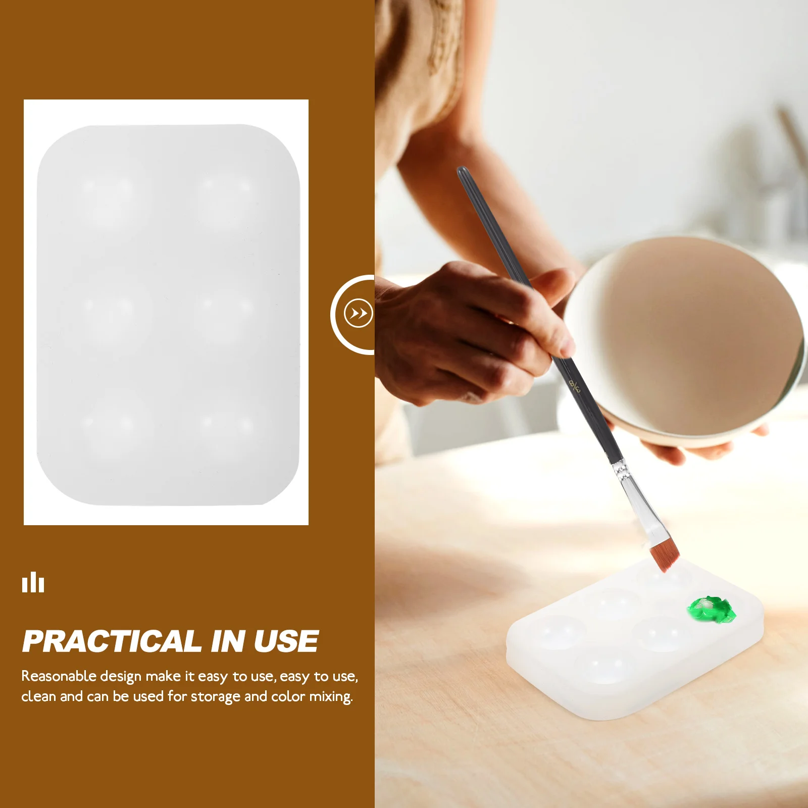 Силиконовая палитра с шестью отверстиями легко чистящаяся акриловая