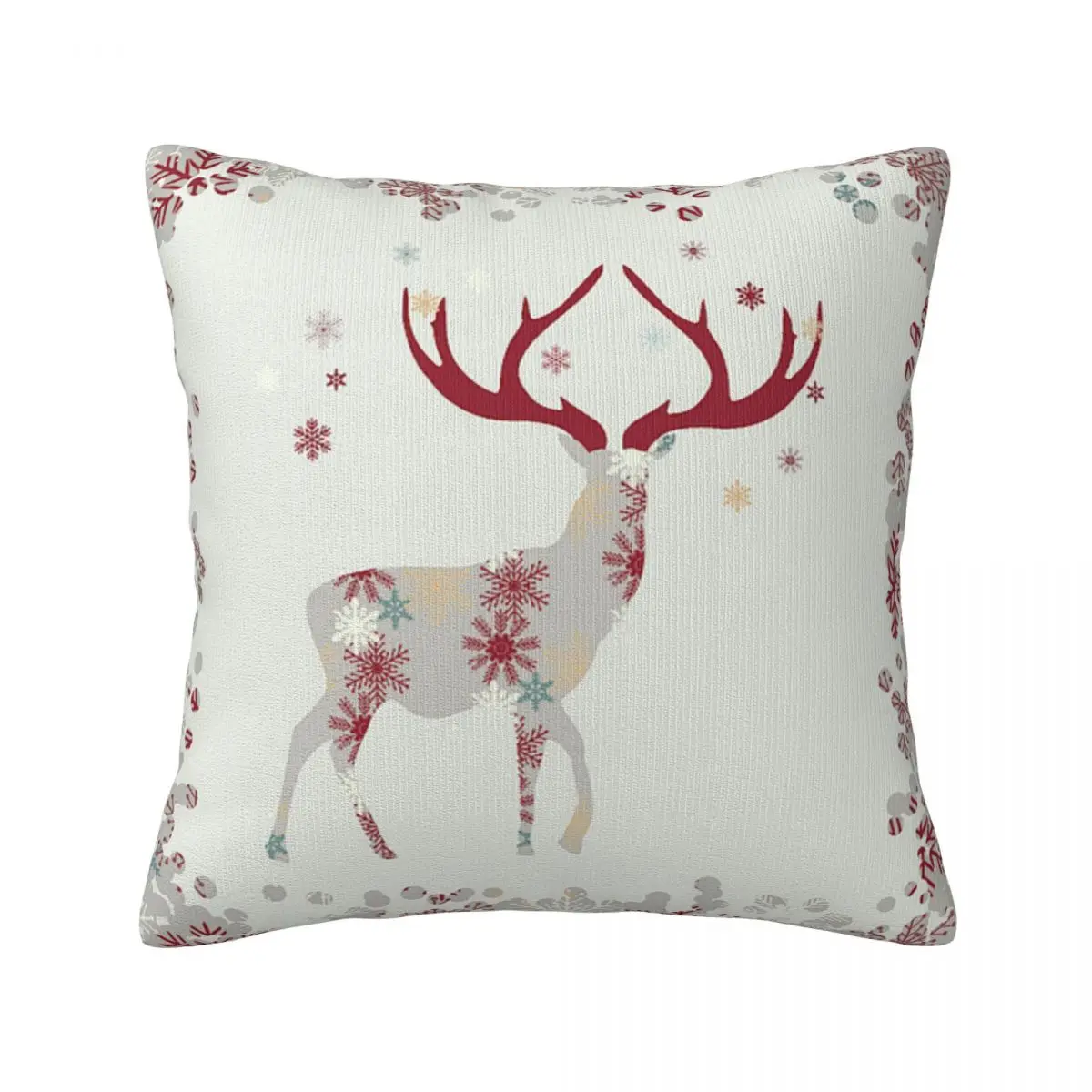 

Snowflake Deer Pillow Case Christmas Stag Spring Soft Pillowcase Polyester Bedroom Zipper Cover