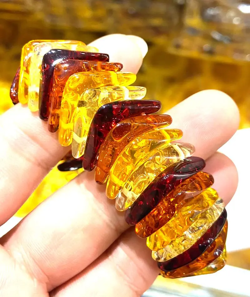 

Сертификат, 6*12*25 мм, натуральный многоцветный мексиканский янтарный браслет из пчелиного воска 7,5 дюйма AA