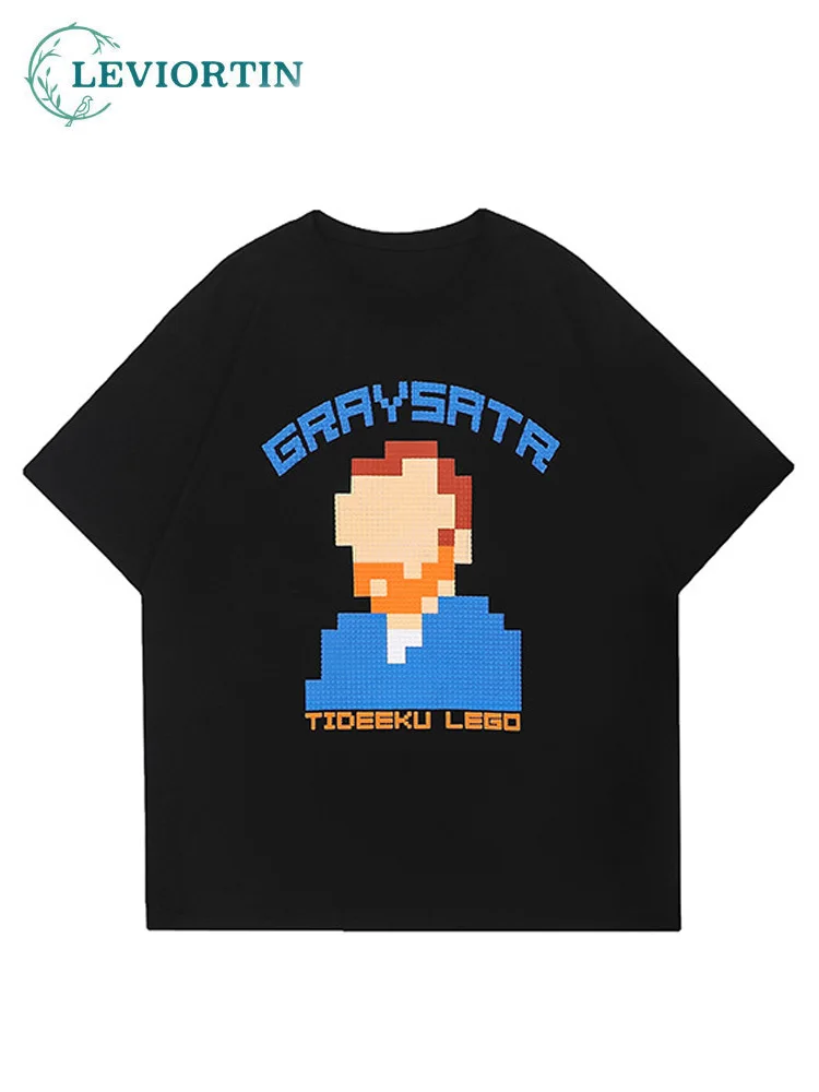 

Мужская футболка Pixel Grid Van Gogh из хлопка с пенным принтом