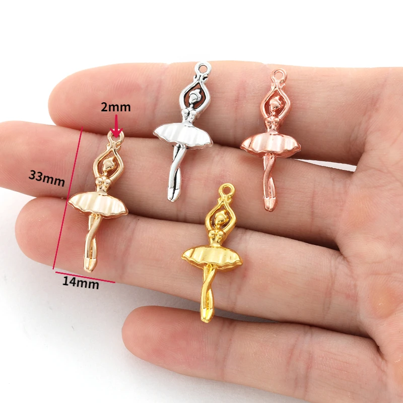 10 шт. 4 цвета подвески для девочек-балерина металлические из сплава серег сделай
