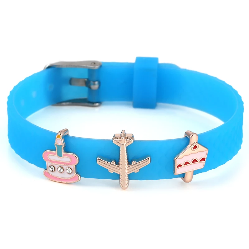 Эластичный браслет из силиконовой резины 10 мм с подвесками на день рождения