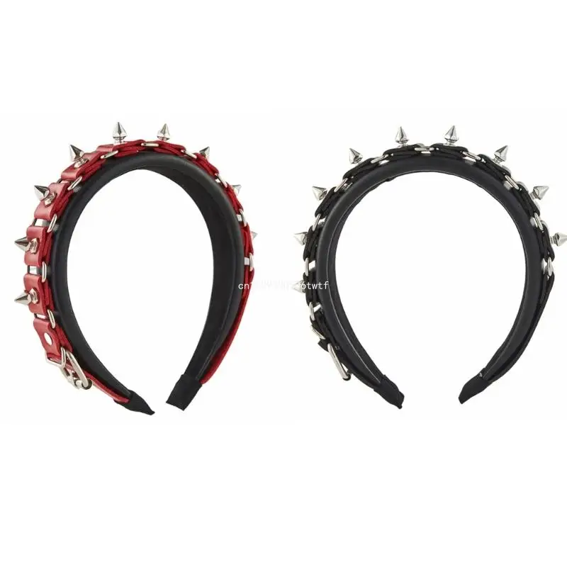 

Spiked Headband Gothic Tiaras Rivet Headband Rock Headband For Men Punk Headband Steampunk Leather Spiked Headpiece Dropship