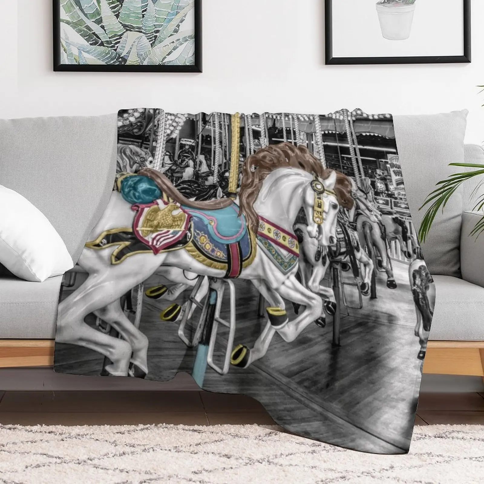 Классическое одеяло с изображением лошади-карусели одеяла и пледы волосатые