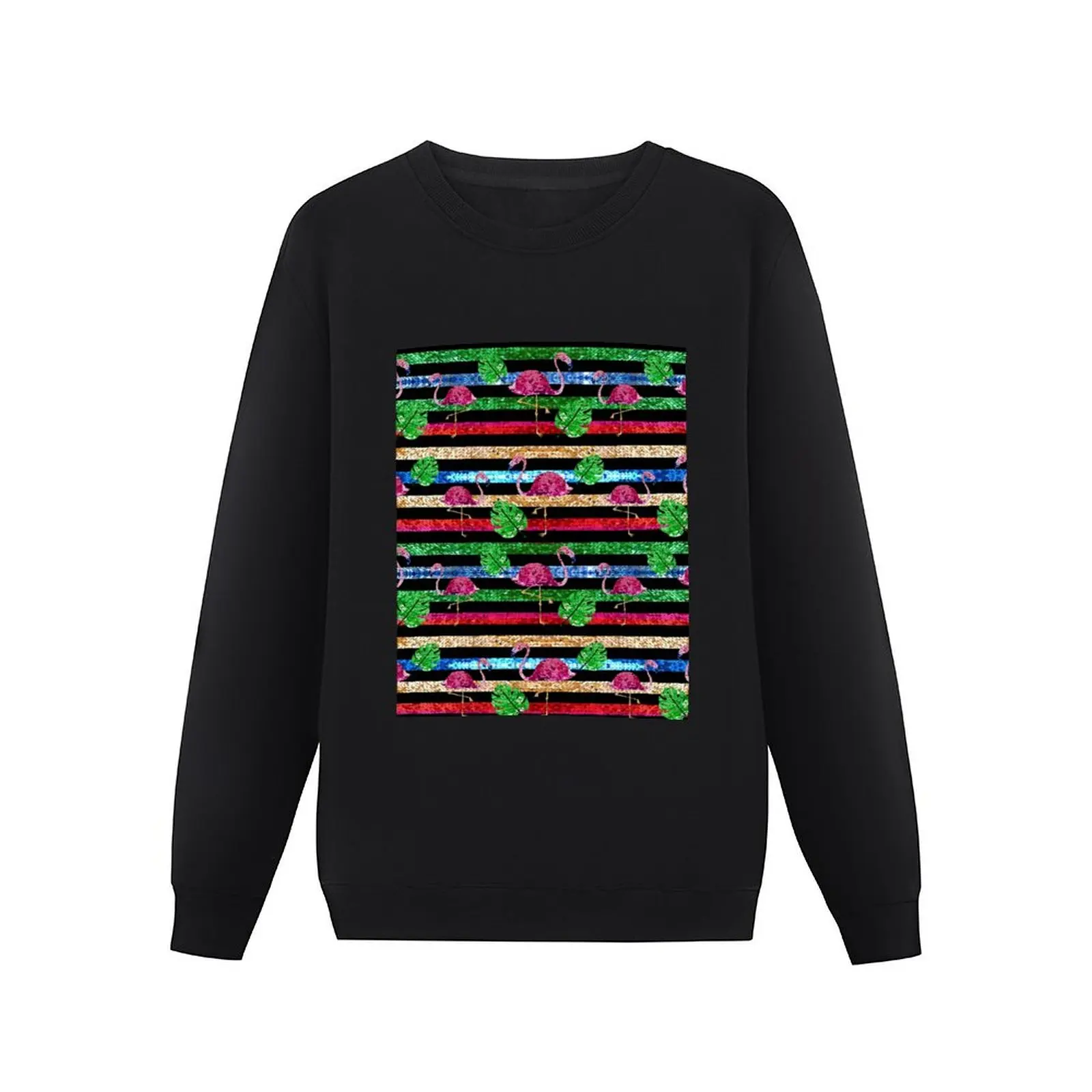 Colorful flamingo sequin Pullover Hoodie men's autumn clothes korean style oversize sweatshirts