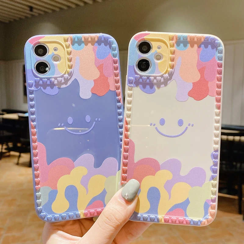 Summer Ice Cream Smile Love Heart Phone Case for iPhone 13 11 Pro Max 12 Mini X Xs Xr 6s 8 7 Plus SE 2020 Lens Protection Cover