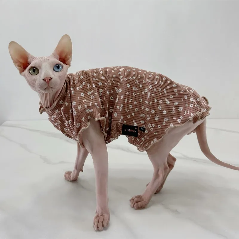 

Mode Sphynx Cat Chemise Sans poils Cat Vêtements Doux Coton Dentelle Gilet floral Devon Rex Manteau Fournitures pour animaux de