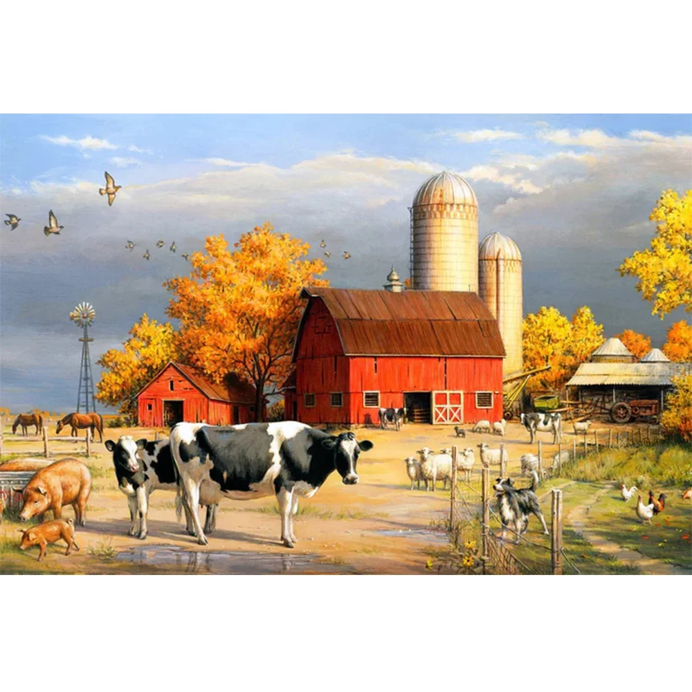 

Diamond painting new product Handmade DIY embroider Farm Cross stitch square round diamond living room decoration gift