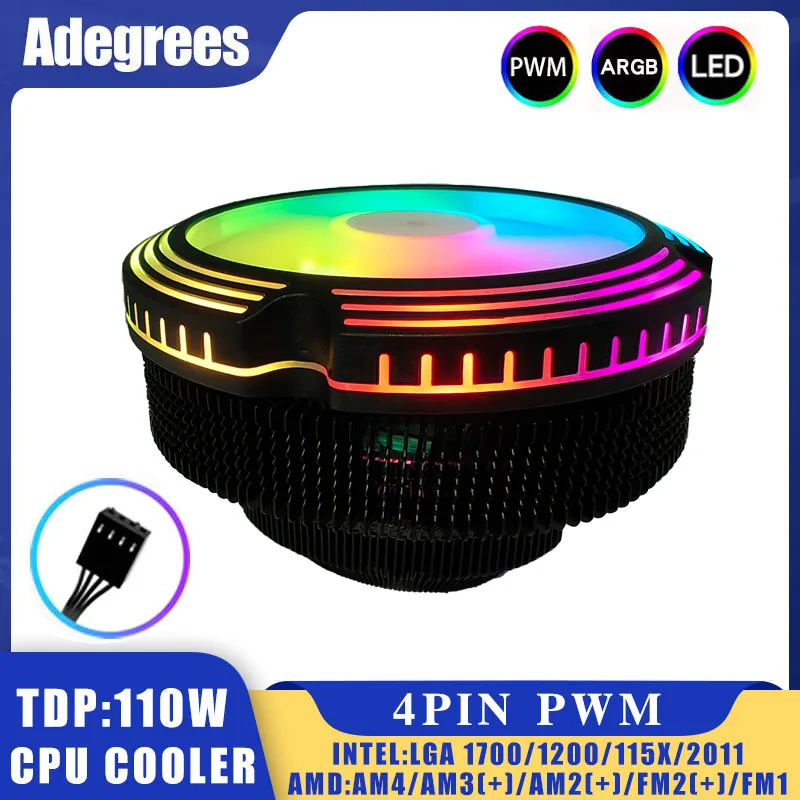 4pin Pwm Low Profile 120mm Air Cooling Fan For Intel Lga 1150 1151 1155 1156 1366 1700 2011 X99 Amd Am4 Am5