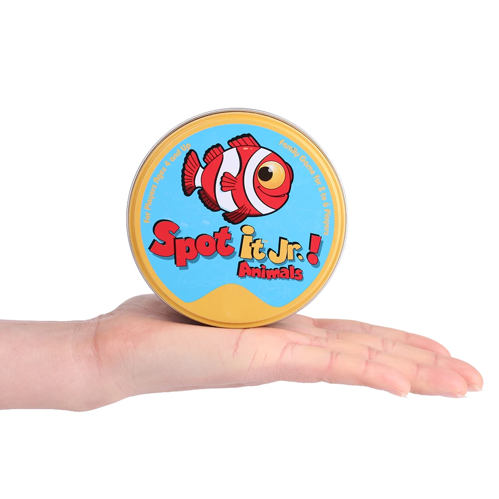 

Promotion Price 17Styles Dobble Cards Spot It Toy With Metal Box Red Sports Animals Jr Hip Kids Board Game Gift Holidays Camping