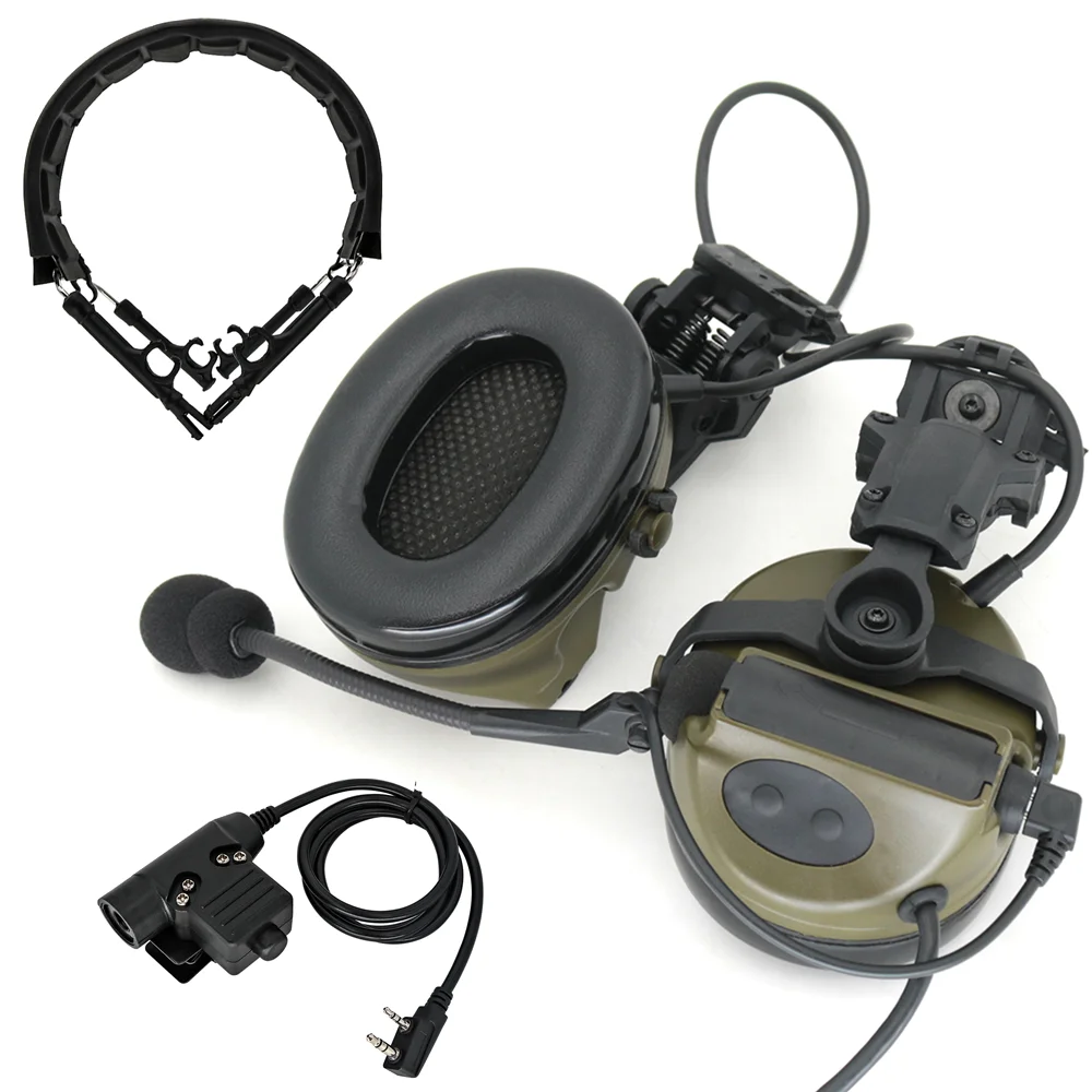 Tactical Headset COMTAC II Helmet Bracket Version Airsoft Headphone and Comtac Detachable Headband and Tactical U94 Ptt