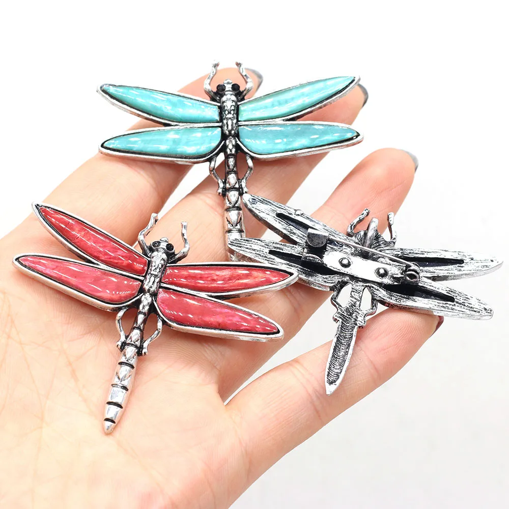 

Natural Abalone White Shell Dragonfly Alloy Brooch Pendant MakingDIY Necklace Jewelry Hanging Accessorie Charm Gift Party50x58mm