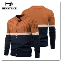kenntrice splicing cardigans mens knitted pullover trend fashion classic sweaters designer stylish vintage jumpers youth style