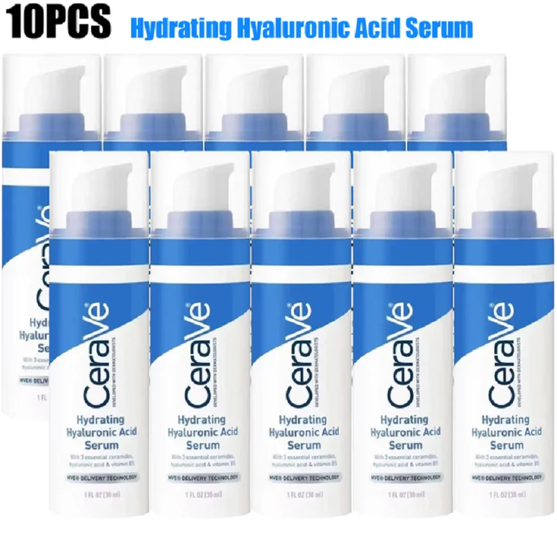 

10pcs Cerave Original Hydrating Hyaluronic Acid Facial Serum Containing Vitamin B5 and Ceramide For Dry Skin Moisturizing Smooth
