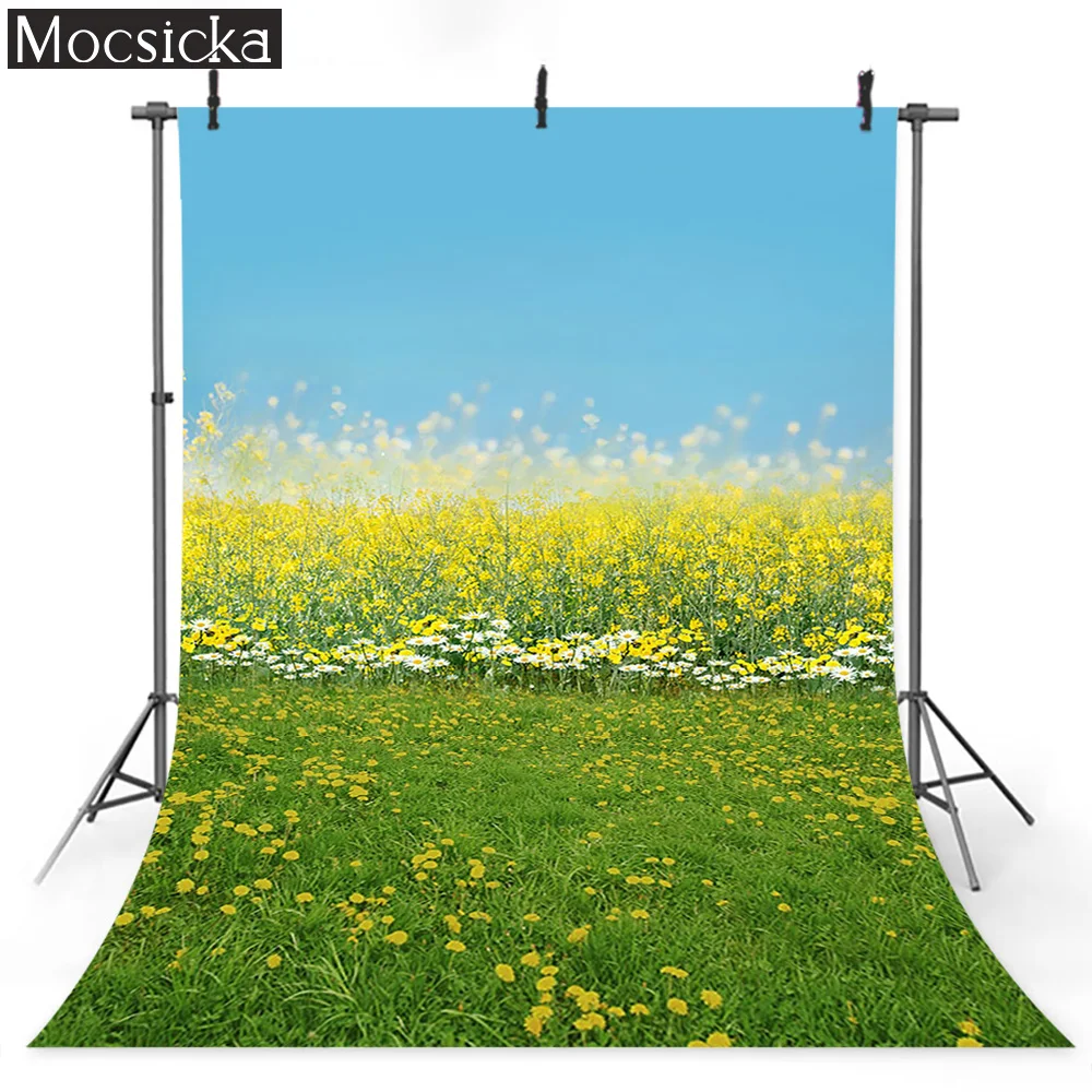 

Spring Field Photography Backgrounds Flowers Canola Green Grass Theme Decoration Props Careers Photography Studio