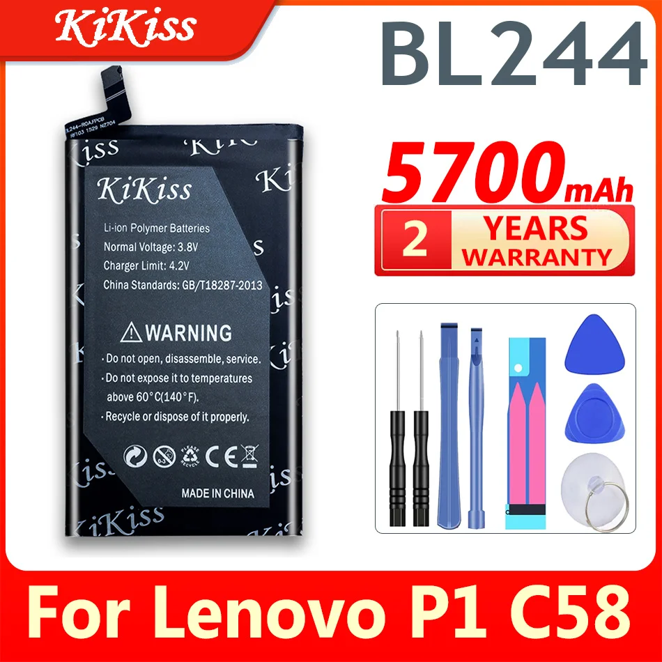 

KiKiss BL244 Battery For Lenovo Vibe P1 P1A42 P1C58 P1C72 Battery Li-ion Replacement Mobile Phone Batteries+Gift Tool