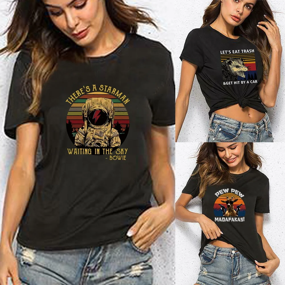 

Woman T-shirts Fashion Female 2022 New Summer Hip Hop Lady Clothing Short Sleeve Print Clothing Commuter O-neck Tee Streetwear