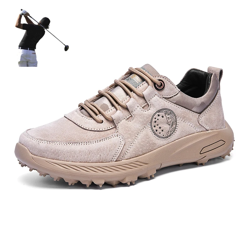 

Golf Shoes for Men Pigskin Leather Mens Golfing Sneakers Anti-Slippery Mens Golf Training Large Size 38-46 Athletic Shoes Man
