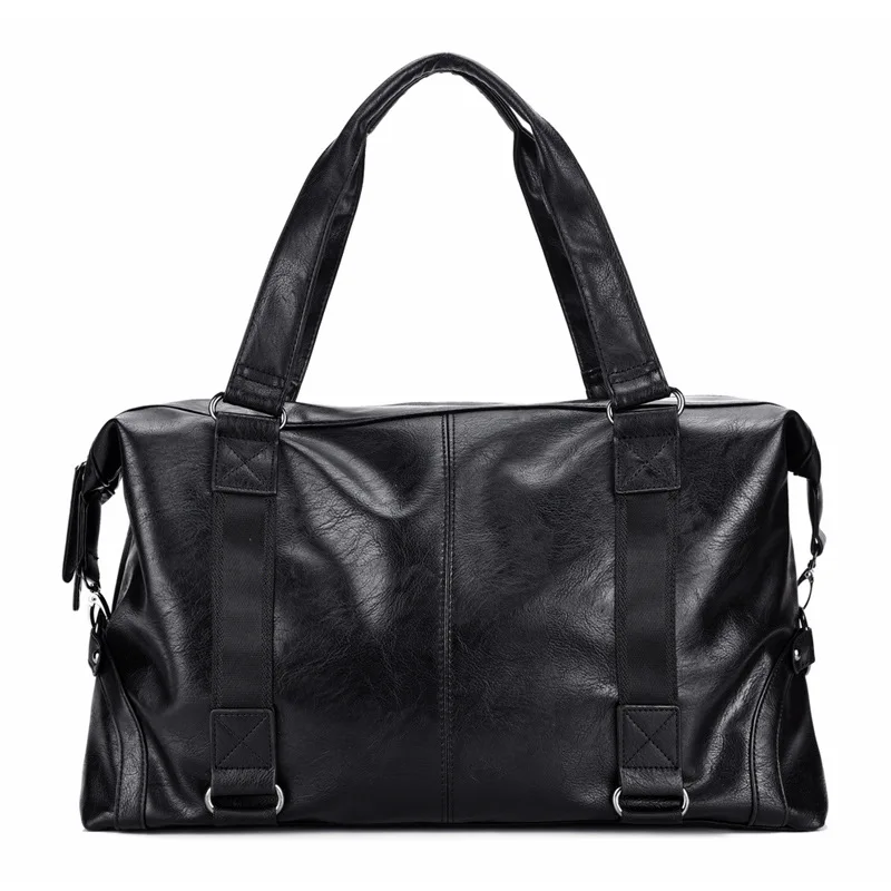 Unisex Travel Totes Solid Color PU Leather Waterproof Large Capacity Cross-body Shoulder Handbags Duffel Bag for Women Men