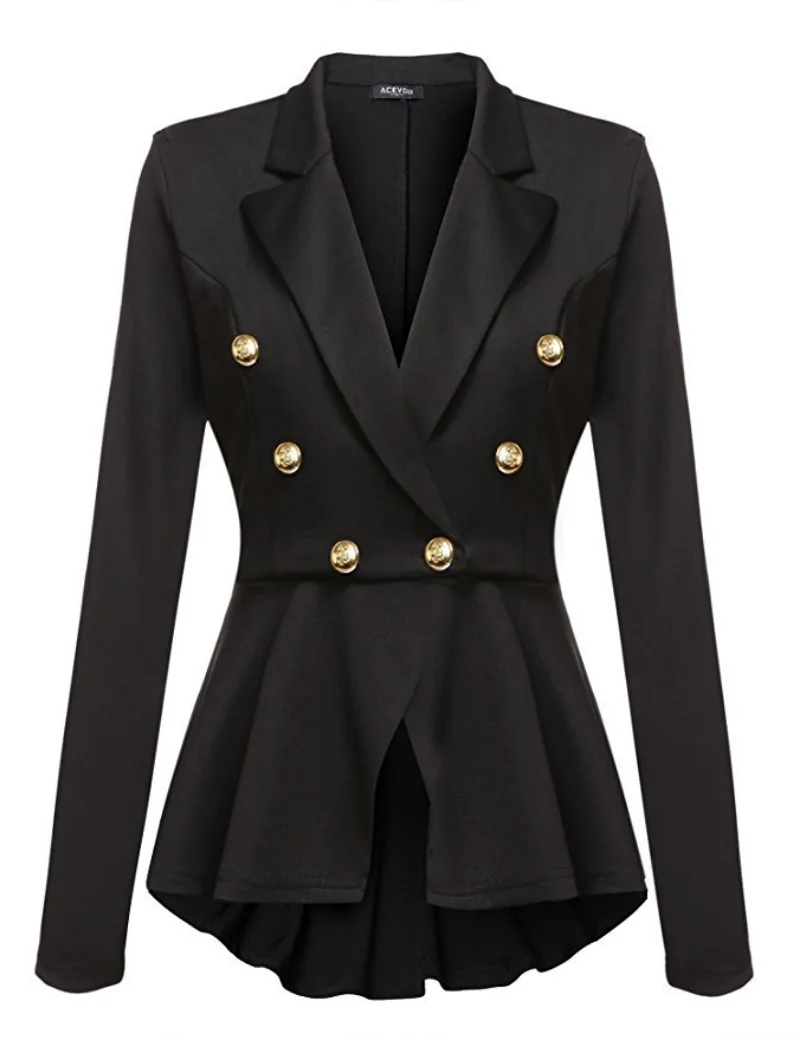 

Женский Осенний деловой костюм, винтажный короткий Тренч в стиле стимпанк, облегающая уличная одежда, женские двубортные тонкие пальто