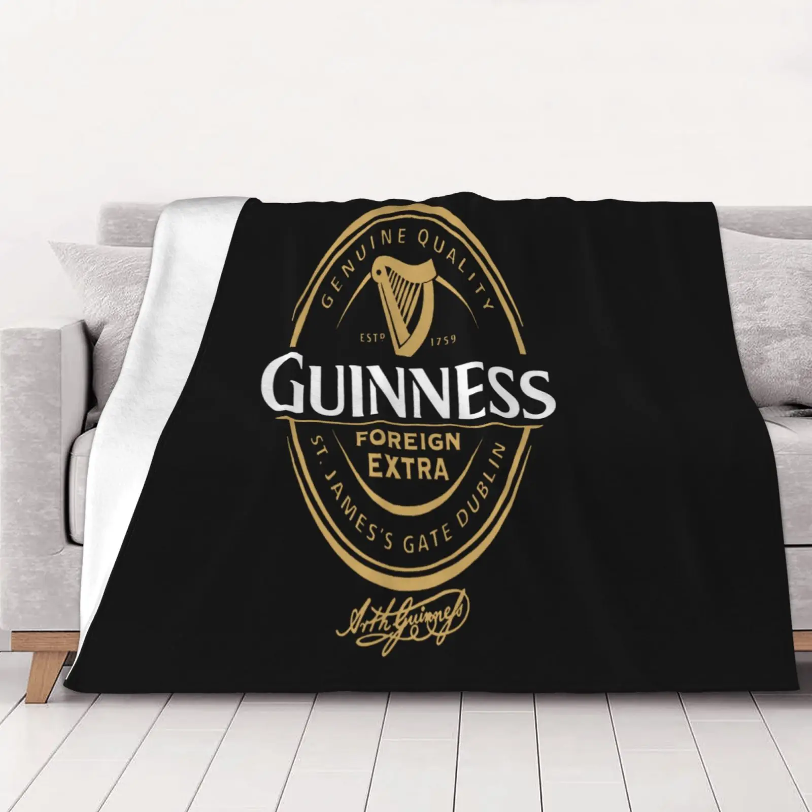 

Guinness Stout Beer Logo Dublin Living Room Decorative Sofa Blankets Keep Warm Queen Size Bedspreads For Double Bed
