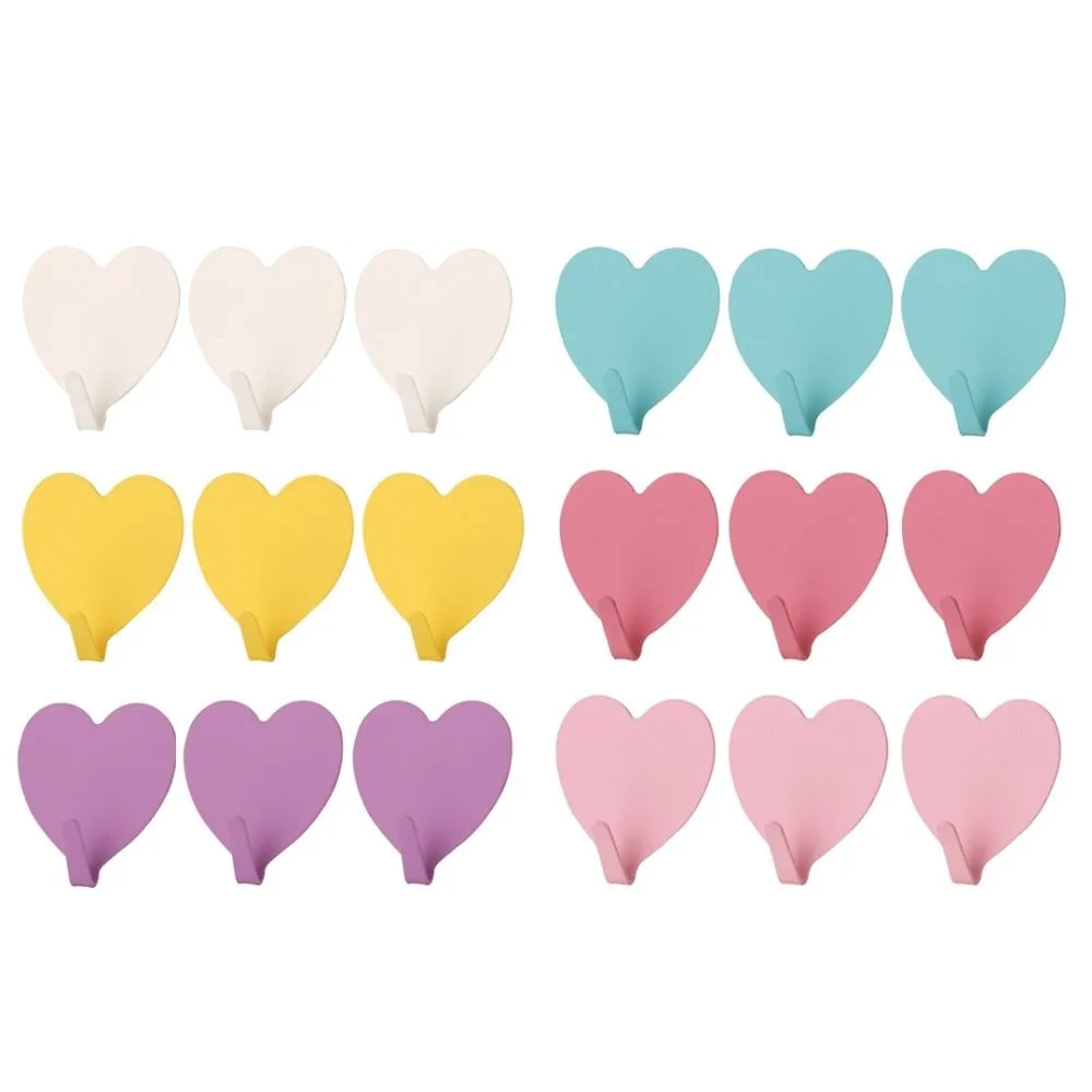 

Hanging Heart Shaped Wall Hooks Mental Colorful Cap Hook Strong Adhesive 4 x 4 inch Towel Holders Home Storage Accessories
