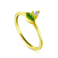 japanese style mild luxury s925 sterling silver horse eye emerald female ring simple exquisite fine zircon ring tail ring