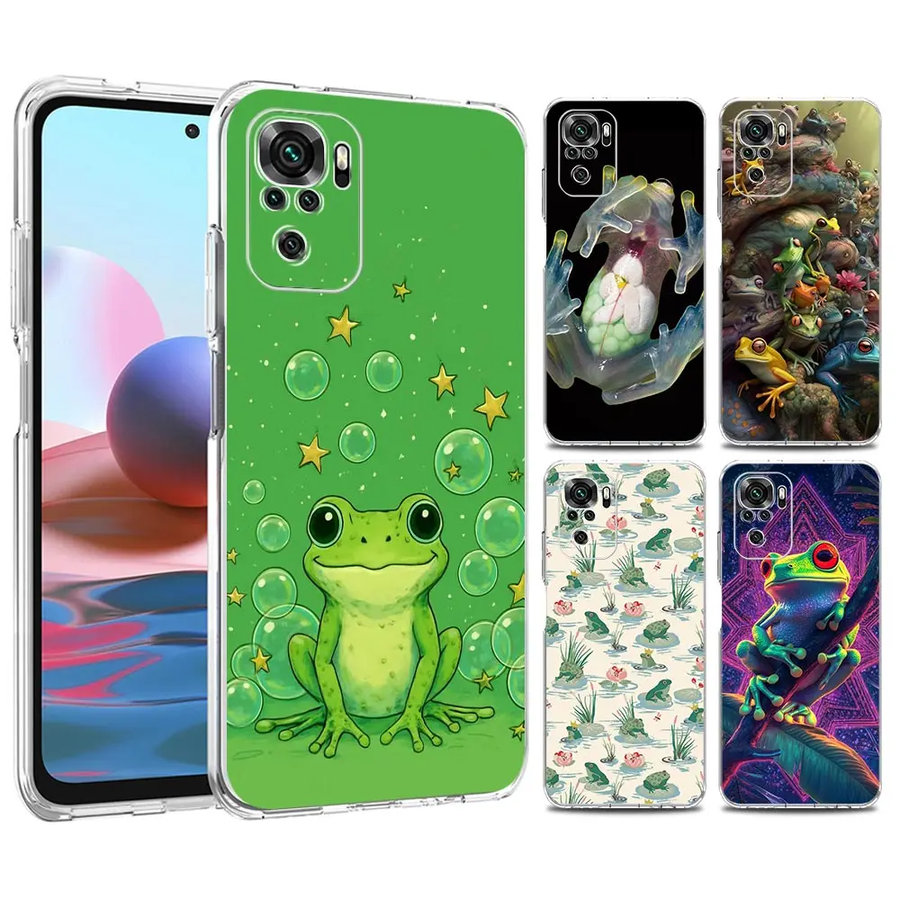 Фото Прозрачный чехол для телефона Redmi 14C 13C 10C Note 15 14 13 12 11 K40 Pro Plus 5G, мягкий чехол из ТПУ с реалистичным принтом лягушки №1