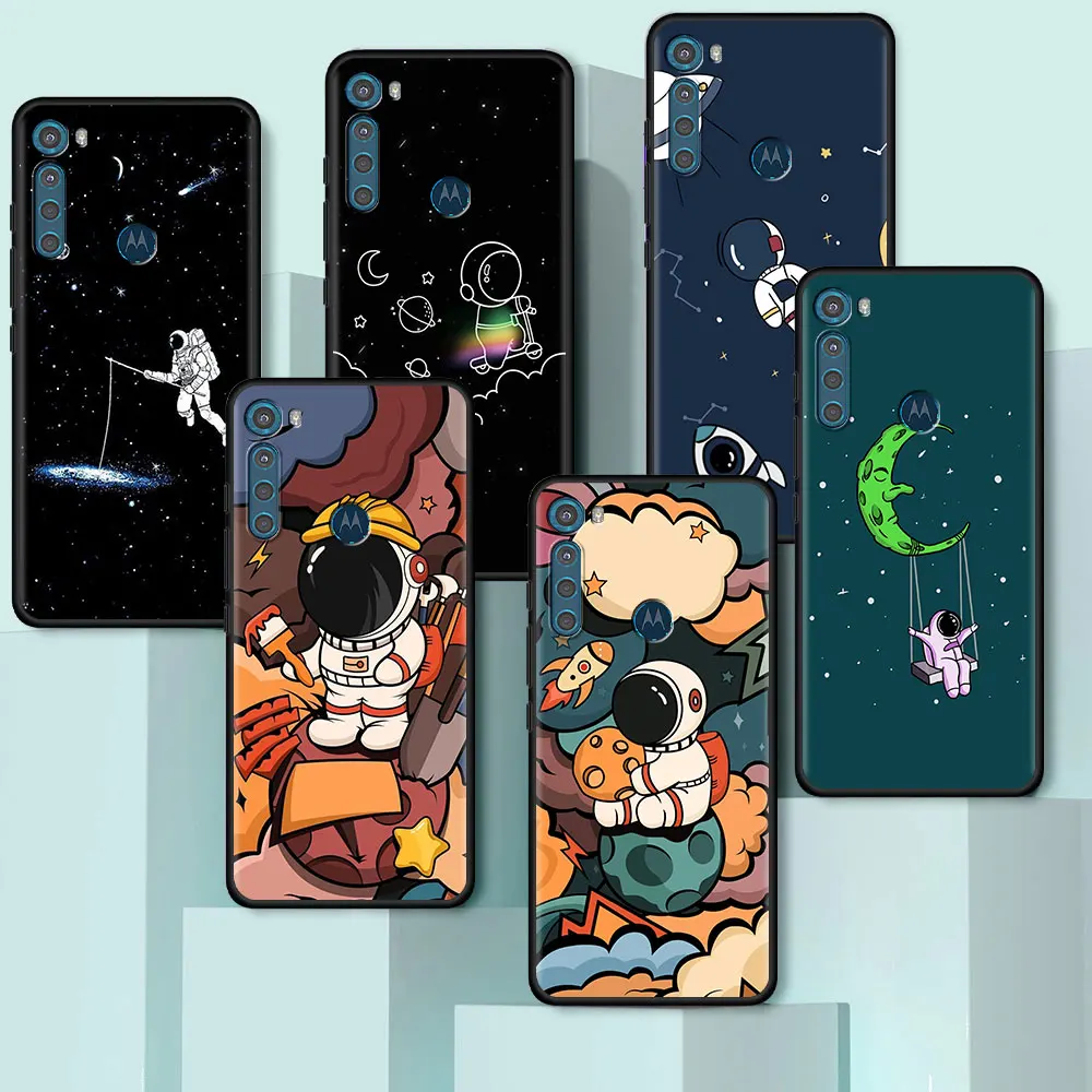 

Cover For Motorola One Fusion G30 G9 Play G8 Power Lite E6s G Stylus Edge Plus Black Soft Phone Cases Astronaut Universe