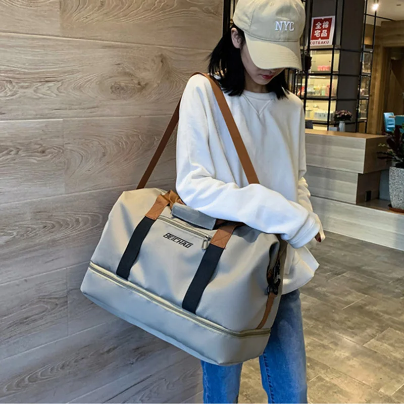 Fashion Travel Bags for Women Large Capacity Men's Sports Waterproof Weekend Sac Voyage Female Messenger Bag Dry and Wet  Bags