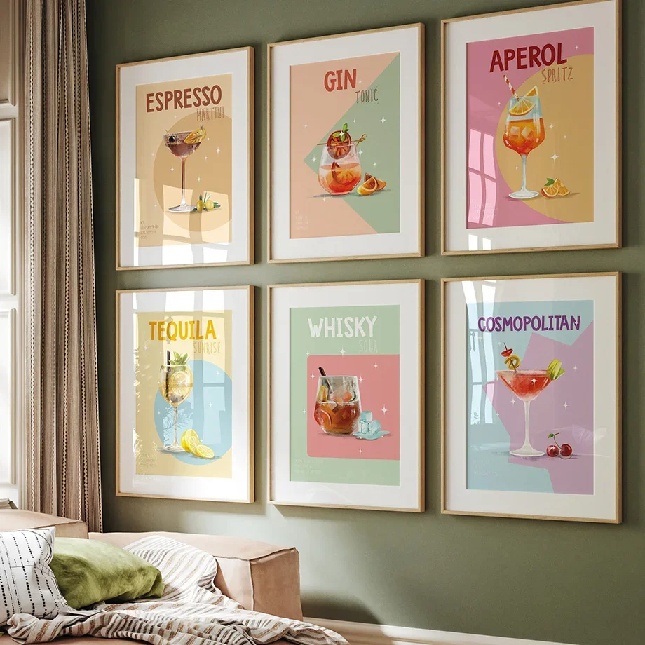 Постер в скандинавском стиле для гостиной с изображением аперола косплеита