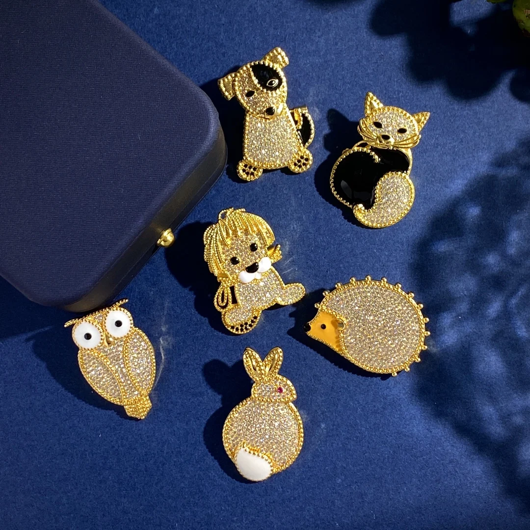 

Модная брошь в форме животного, инкрустированная бриллиантами, высокая мода, трендовые ювелирные изделия, подарок для девушки