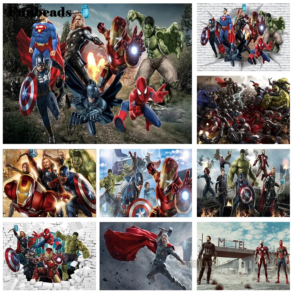 

Алмазная живопись 5D «сделай сам», семейный аниме плакат, супергерой, Железный человек, Человек-паук, Халк, фильмы, алмазная вышивка, домашний...