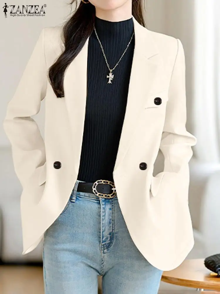 Женский однотонный блейзер на пуговицах ZANZEA