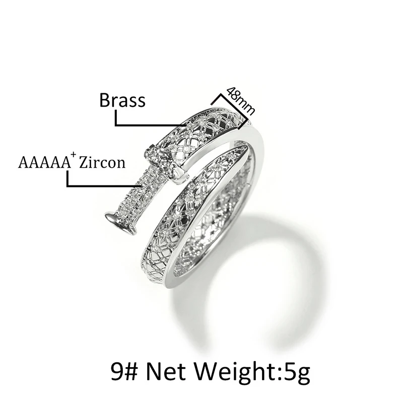 Rakol New Iced Out Bling CZ Кольцо с мечом правосудия серебряного цвета кубическим цирконием