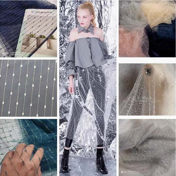 Широкая 150 см высококачественная сетка с золотой нитью сетчатая кружевная ткань