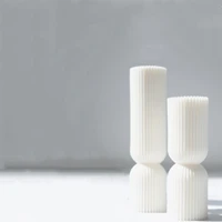 big aesthetic striped pillar silicone mold for making taper soy wax sculpture decor unique geometric ribbed ripples candle mould