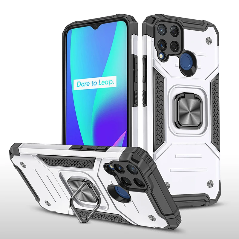 

REALME C25 C15 C3 C11 Shockproof Ring Back Case For OPPO A52 A72 Reno 5 Lite 5F Luxury Case Real Me 5S 5 S 6 6i C15 C25S Etui