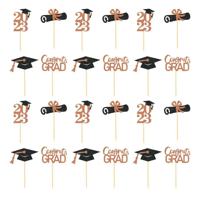 

Graduation Cupcake Picks 24Pcs Class Of 2023 Graduation Cupcake Toppers Glitter Cake Decorations Congrats Grad Cake Topper