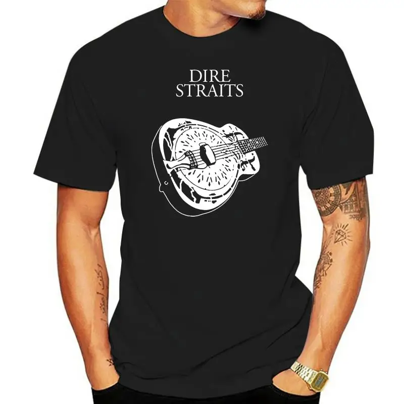 Hsuail Men's Dire Straits Band Guitar Logo T-Shirt