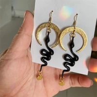 goth boho cute snake crescent moon selestial drop dangle earrings for women handmade charm jewelry wholesale