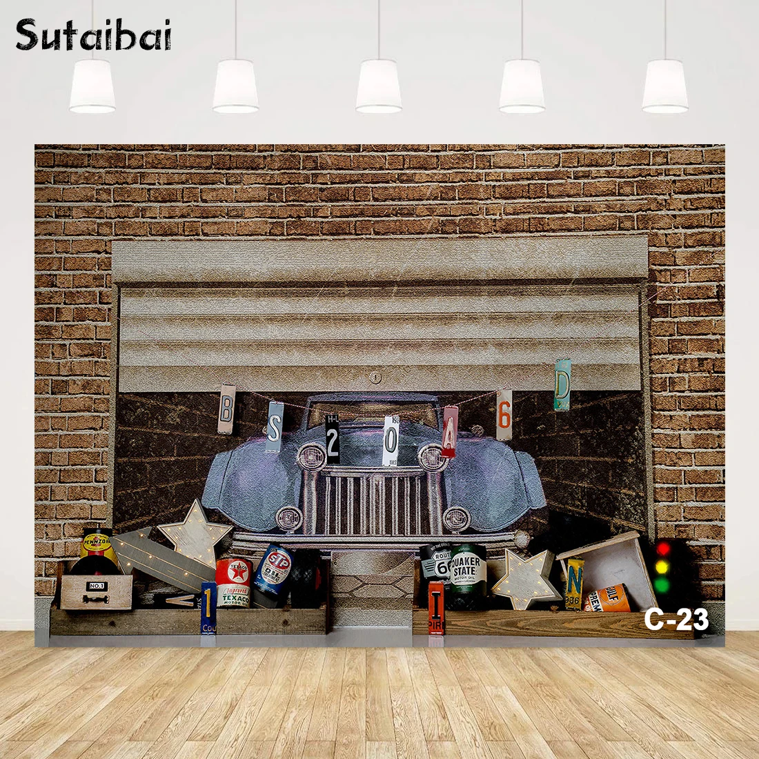 

Truck Car Route 66 Photography Background Retro Wheel Brakes Service Station Boy Birthday Party Backdrop Photo Studio