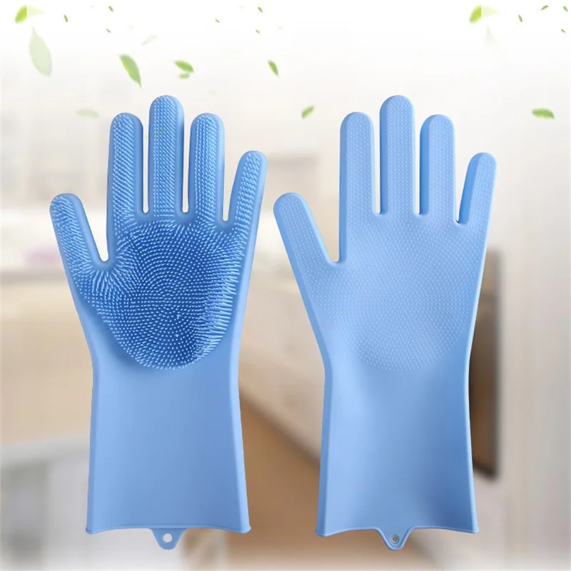 

Silicone Waterproof Gloves Dishwashing Brush Gloves Housework Anti-slip Heat Insulation Kitchen Cleaning Wear-resistant Gloves