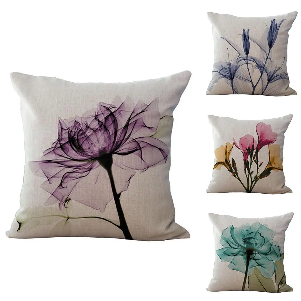 

Modern Flowers Linen Pillow Case Cushion Cover Waist Home Room Sofa Decor Pillow Cover Hotel Home Decorative Pillowcase