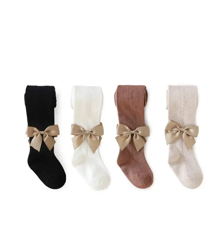 

Spain Girls big bows Stocking Spring Summer Tight For Toddler Baby Hollow Infant Ribbed Tights Babies Pantyhose socks