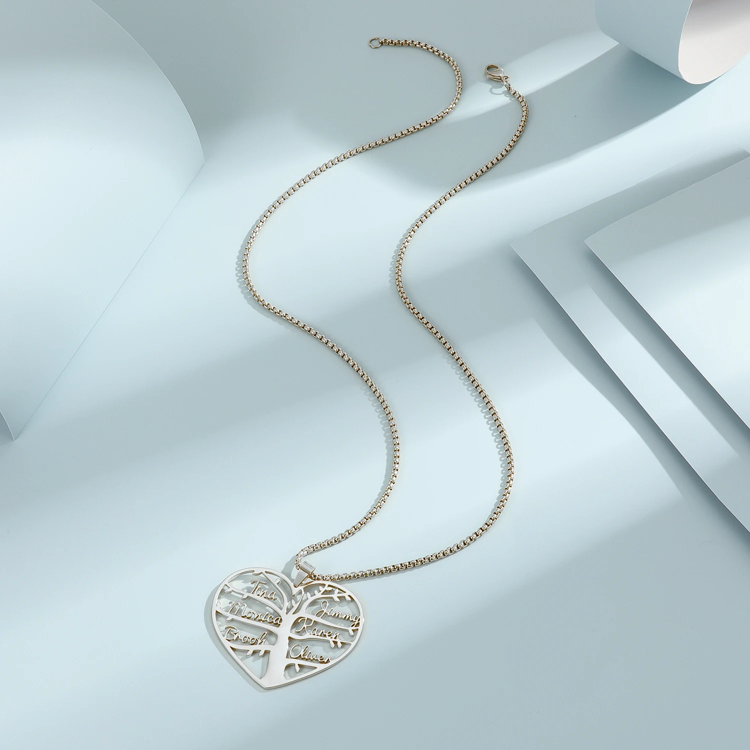 Ожерелье из нержавеющей стали с персонализированным именем и камнем семейное