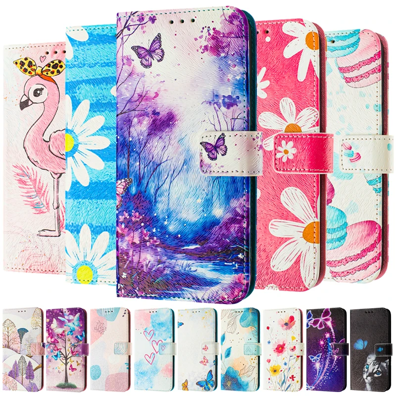 G42 Leather Phone Case For Nokia G310 G400 G21 G11 G22 G20 G10 6.3 Flip Cover Wallet Magnetic Painted Cases Cat Flower Bear